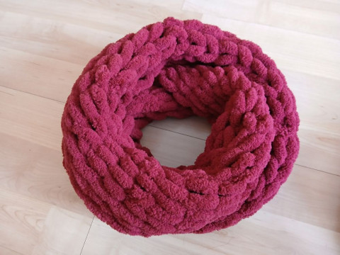 Měkký pletený nákrčník puffy bordo dárek zima šála zimní měkoučký teplo zachumlání tunel 