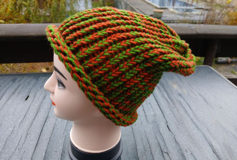 Pletená spadlá čepice - melír dárek zima žena zimní teplá muž 