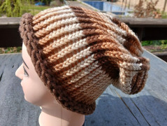 Pletená spadlá čepice neon+šedé