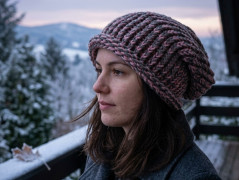 Pletená čepice 2v1 - rezavá