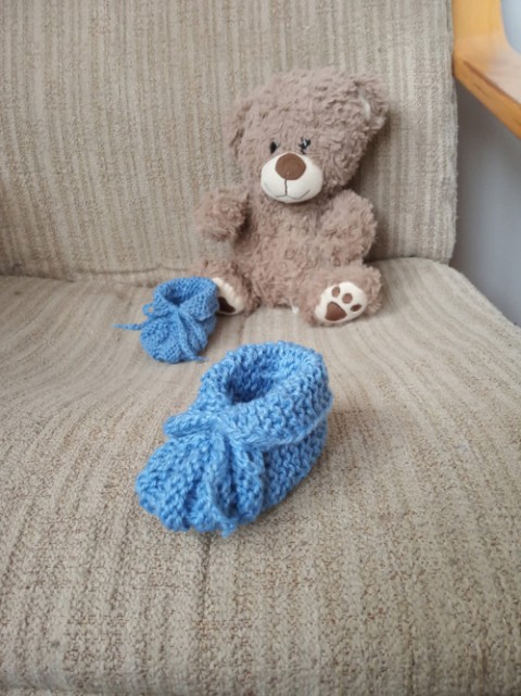 Bačkůrky modré pletené miminko dětské ponožky bačkůrky 