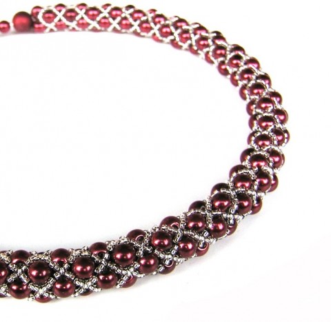 Bordové perly červená náhrdelník elegantní šitý perly bordo novinka potrubí síťování 