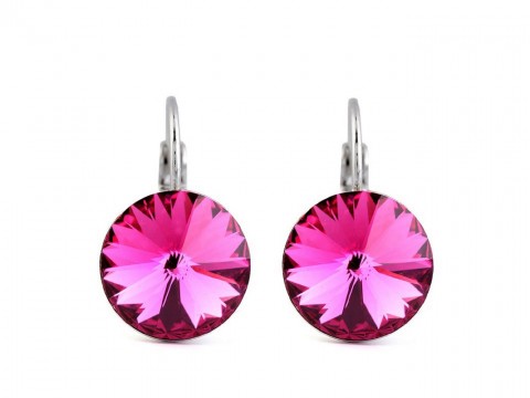 Rivolky Swarovski fuchsia náušnice fialová elegantní swarovski rivoli fuchsia rhodium zavírací 