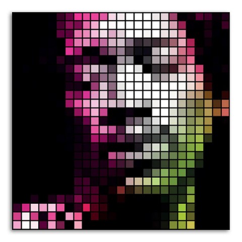 Jimi Hendrix | 100 × 100 cm dekorace originální obraz moderní interiér design top abstrakce plátno grafika umění stylové popart obraz na plázně pixoo pixel art jimi hendrix 