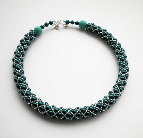 Dark Turquoise Lady perly perličky náhrdelník bižute 