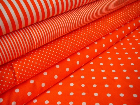 Bavlněná látka bílý puntík oranžová tašky peněženky patchwork bavlna polštáře šití obrázek látka panel metráž 