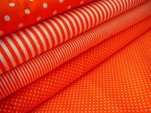 Bavlněná látka bílý puntíček oranž tašky peněženky patchwork bavlna polštáře šití obrázek látka panel metráž 
