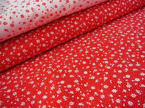 Bavlněná látka bílé kytky v červené tašky peněženky patchwork bavlna polštáře šití obrázek látka panel metráž 