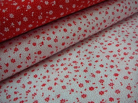 Bavlněná látka červené kytky v bílé tašky peněženky patchwork bavlna polštáře šití obrázek látka panel metráž 
