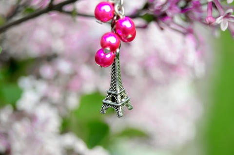 Paříž - náhrdelník náhrdelník korálky růžová jednoduché elegantní eiffelovka na krk 