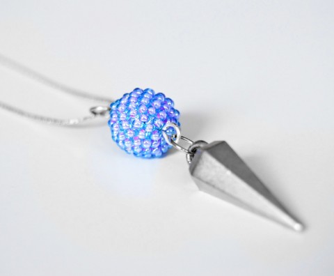 Věštecké kyvadlo - náhrdelník náhrdelník originální korálky modrá fialová řetízek kulička obšívané kyvadlo na krk přívěšek na krk 