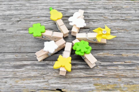 Mini kolíčky - ozdoba dřevo domov ozdoba fimo kolíčky kolíček polymer na vzkazy 