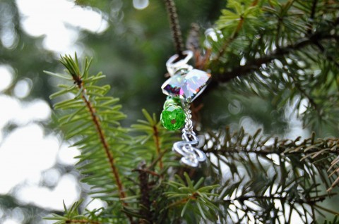Láska k lesu - přívěšek na kabelku srdce pestrobarevné korálky zelená srdíčko zelený zelené swarovski broušené korálek stříbrné hudební masivní skleněný drahé skleněné broušený skleněná kvalitní houslový klíč 