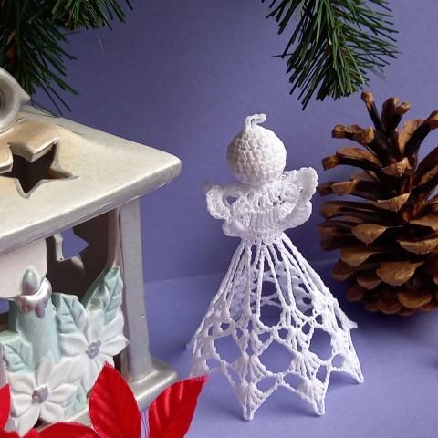 12 - Háčkovaný andílek- 8 cípú váza dekorace originální dárek ozdoby vánoce háčkovaná háčkovaný vánoční háčkování háčkované luxusní anděl andílek andělíček stromeček chvojí vanoční 
