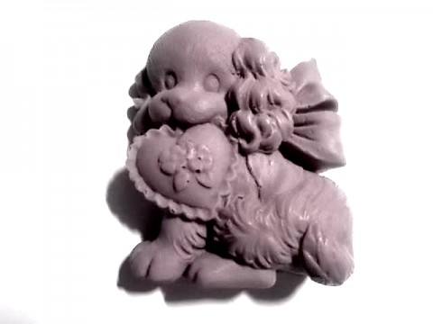 Psí holčička - Levandulová dekorace pejsek vůně levandule bíla glycerinováhmota 