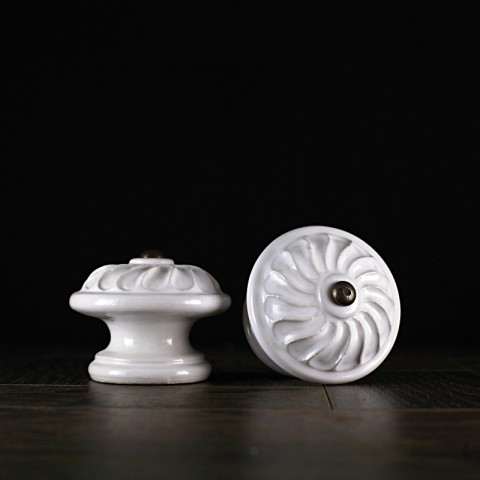 Úchyt / bílý - vzor č. 1 keramika keramické vintage keramický komoda starobylé nábytek rustikální starobylý úchyt knopek rustical rustikal knopka keramický úchyt šuflík 