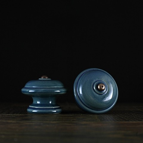 Úchyt / modrý - vzor č. 3 keramika keramické vintage keramický komoda starobylé nábytek rustikální starobylý úchyt knopek rustical rustikal knopka keramický úchyt šuflík 
