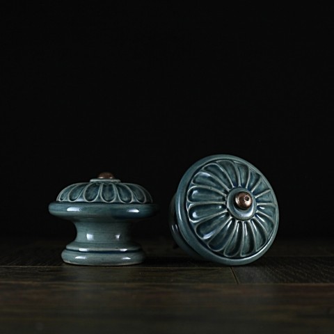Úchyt / modrý - vzor č. 4 keramika keramické vintage keramický komoda starobylé nábytek rustikální starobylý úchyt knopek rustical rustikal knopka keramický úchyt šuflík 