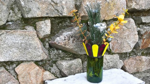 Váza - Rozkvetlá do krásy váza sklo květiny tiffany 