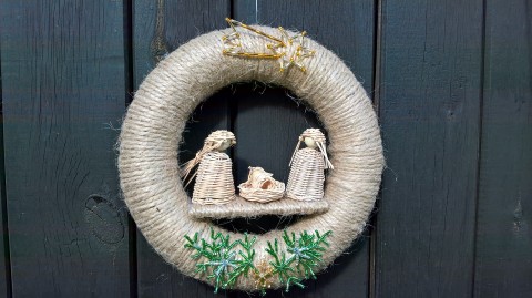 betlém v kruhu k zavěšení dárek vánoce svátek vánoční ozdoba betlém marie výzdoba pozornost advent ježíšek svátky adventní josef sv.rodina 