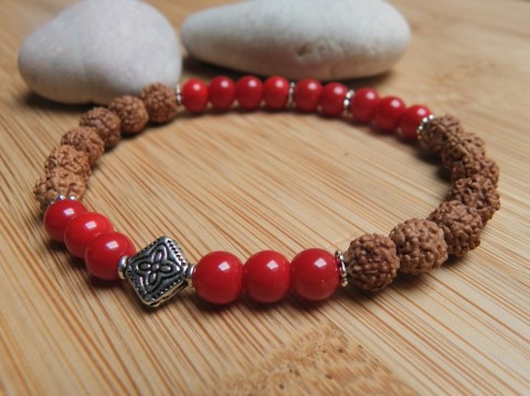 Náramek - rudraksha / korál náramek korálky kameny léčivý ochranný čakrový meditační joga 