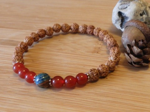 Náramek - rudraksha / achát kámen náramek korálky kameny léčivý dřevěné korálky ochranný čakrový meditační bižuterní komponenty joga 