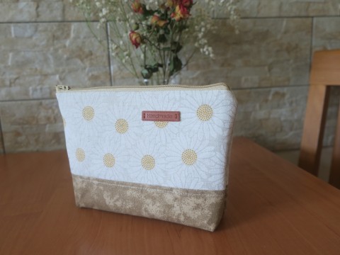 Kosmetická taštička - Kopretiny kabelka textil kosmetická kapsička textilní kosmetika podšitá bavlněná do kabelky na doklady dokladovka organizer 
