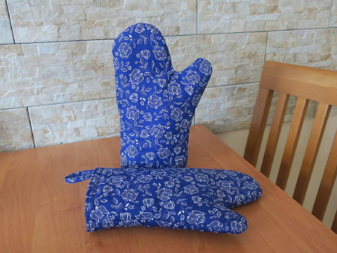 Chňapka dlouhá - modrotisk 2 domov dekorace děti kapsář hračky postýlka venkov rukavice chňapka do kuchyně 