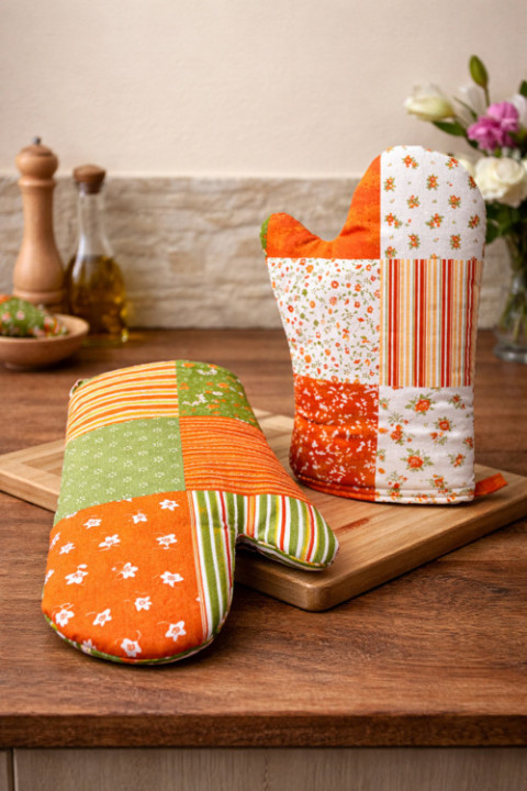 Chňapka dlouhá - Oranžová domov dekorace děti kapsář hračky postýlka venkov rukavice chňapka do kuchyně 