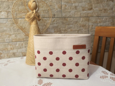 Látkový košík - s puntíky dekorace dárek kuchyně košík koš bavlna puntíky organizér koupelna textilní látkový na drobnosti renopast vystužený 