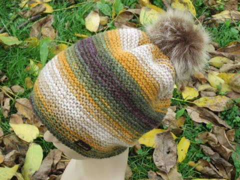 Pletená čepule v barvách podzimu čepice pestrobarevná čepka hučka pro ženy pletená čepice 