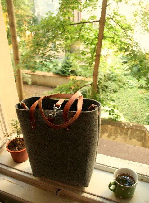 KABELKA/TAŠKA, přírodní,plsti/kůže kabelka taška design šedá kůže čistota filc plsť bag 