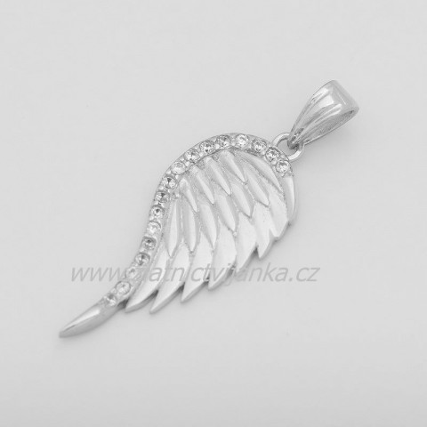 Andělské křídlo lemované zirkony přívěsek srdce dárek anděl křídla stříbro zlato štěstí zirkon křídlo 