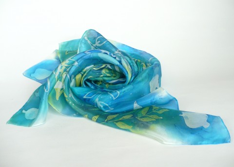 Hedvábný šátek Summer. malovaný šátek malba na hedvábí hedvábný šátek dárek pro ženu letní šátek 