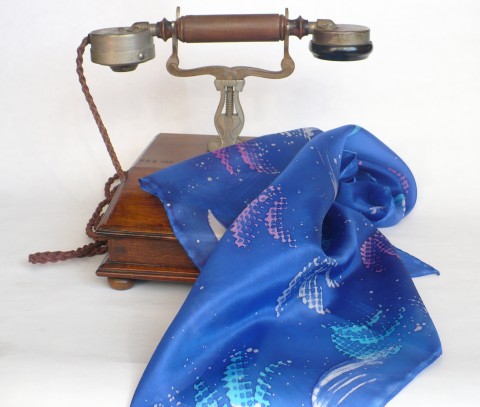 Malý šátek Royal. malovaný šátek malba na hedvábí hedvábný šátek dárek pro ženu 
