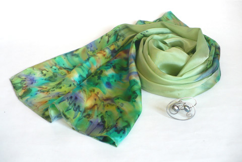 Šála se sponou La Selva. spona souprava hedvábí šátek hedvábná šála dárek pro ženu šála se sponou 