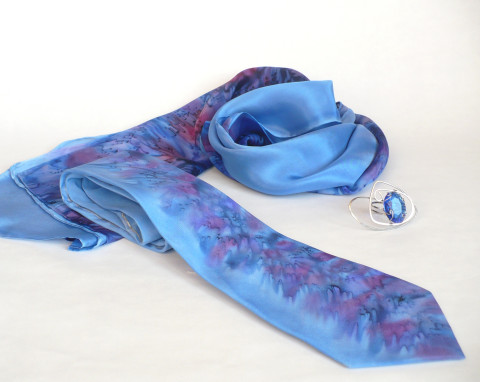 Partnerská souprava Patříme k sobě. hedvábí šátek hedvábná šála dárek pro ženu dárek pro muže šála se sponou dárek pro něj partnerská souprava 