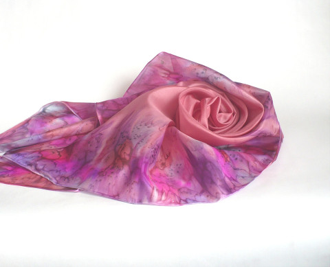 Hedvábný šátek Rose. šátek malba na hedvábí hedvábný šátek dárek pro ženu 