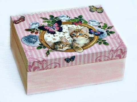 krabička - šperkovnice dřevo krabička decoupage šperkovnice masiv truhlička 