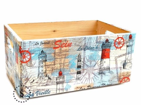 velká dřevěná bedýnka dřevo dřevěná velká bedýnka decoupage s víkem bedna 