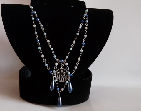 Rapsodie v modré náhrdelník korálky modrá elegantní stříbro jemný 