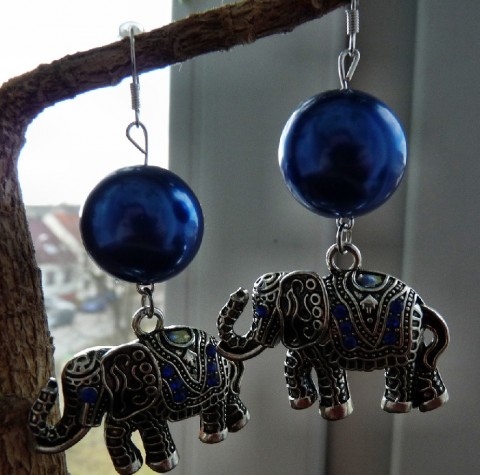 Modré štěstí zvíře modrá korálek kulička slon štěstí štras zvířátka exotika exotické 
