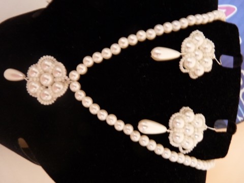 Perlové kvítky květy bílá sada romantika svatba romantické perly něžné slavnostní kvítky set 