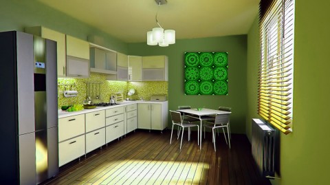 K6 - zelený koutek domov interiér relax mandala kaleidoskop 