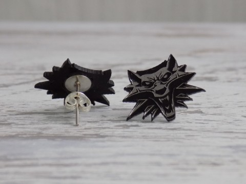 Náušnice - Zaklínač náušnice vlk fantasy gothic earrings wolf zaklínač witcher geralt 