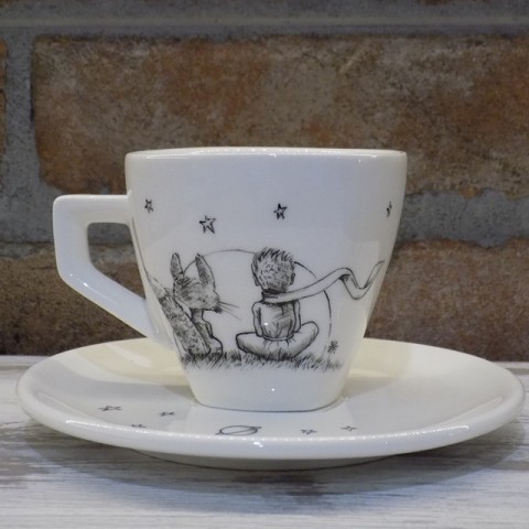 Malý princ a líška káva citát fox šálek espresso cup exupery líška little prince hvezda 