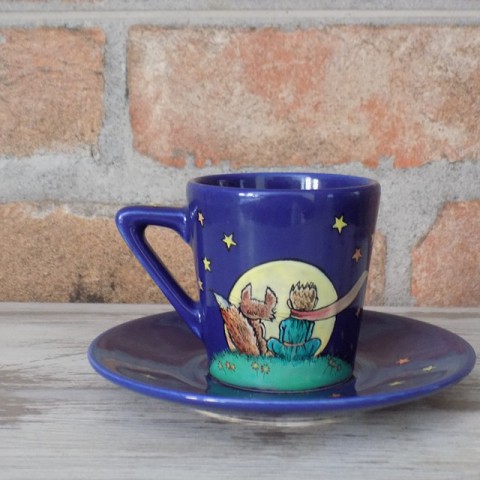 Modrá šálka Malý princ káva citát fox šálek espresso cup exupery líška little prince hvezda 