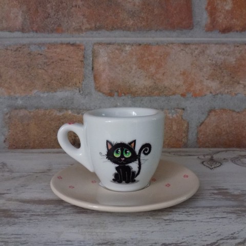 Ristretto šálka Bike pulz dárek čaj kočka káva black tea coffee cat 