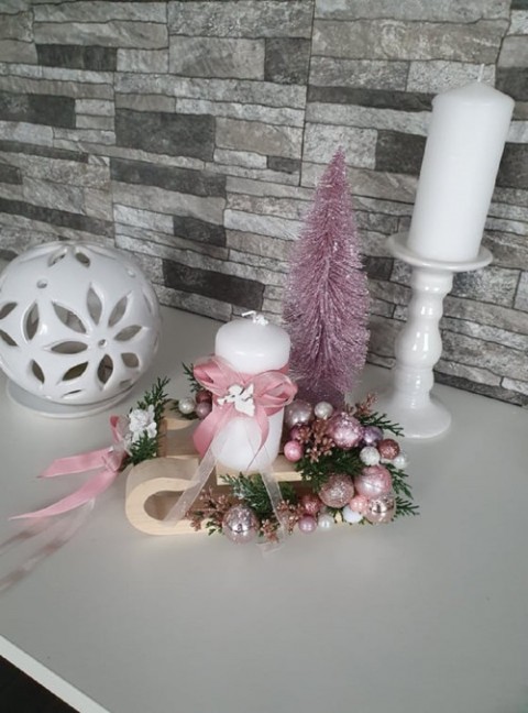 Vánoční sáňky - dekorace kruh andílek stromek vánoční stromek vánoční věnec vánoční dekorace 