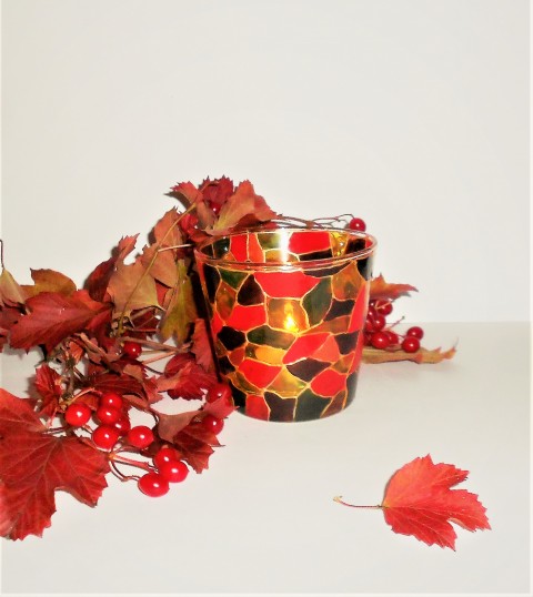 Podzimní kaleidoskop podzim svícen podzimní hřejivé svícínek čajová svíčka teplé tóny 